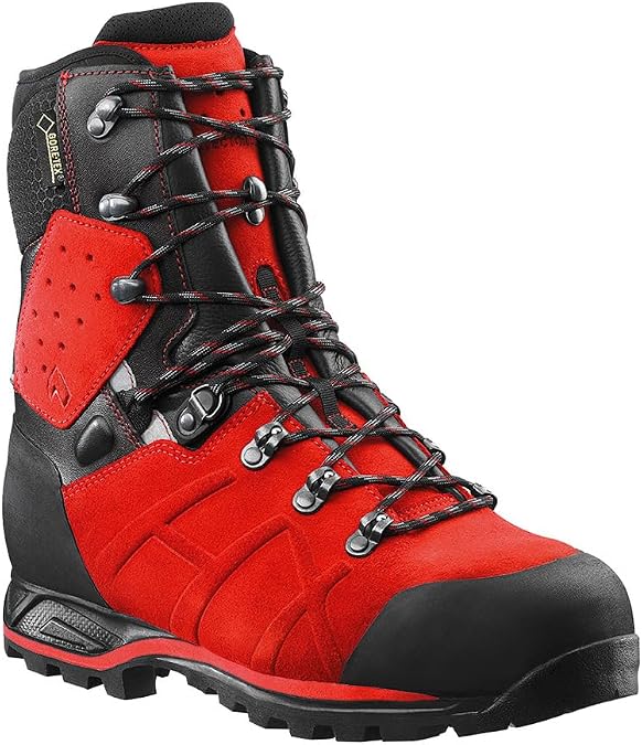 HAIX Protector Ultra Signal Red Chainsaw Protection Boots - ASTM Certified Waterproof Boots with Anti-Slip Outsole & Cut Protection