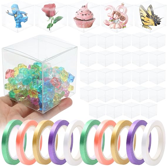 MAIXINNEW 30 Pcs Plastic Clear Favour Boxes 6x6x6