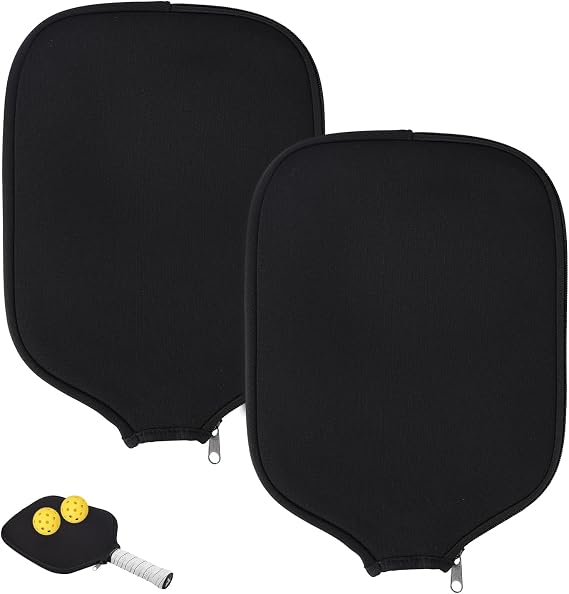 KINBOM 2pcs Pickleball Paddle Covers, Universal 8.6 x 12.2 inch Neoprene Paddle Cover Pickleball Racket Sleeve Paddle Storage Bag for Most USAPA Standard and Elongated Pickball Paddles (Black)