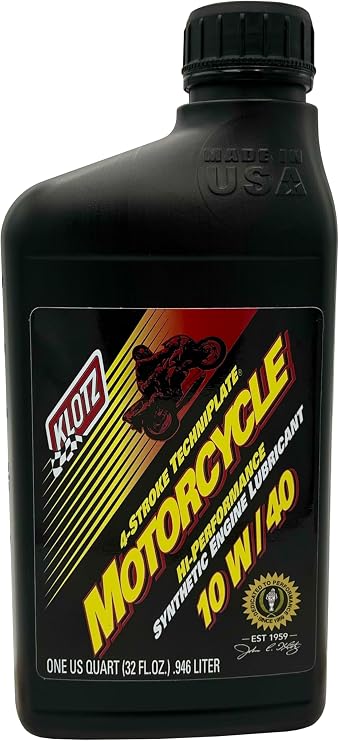 Klotz Motorcycle TechniPlate with Integrated Transmission, Hi-Performance Synthetic Motor Oil Lubricant for 4-Stroke Engines | 10W-40 KL-840 1 Quart