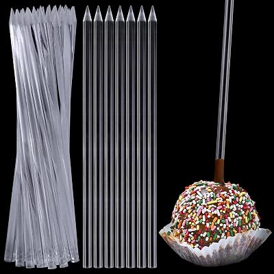 HANSGO 28PCS Acrylic Cake Pop Sticks, 6 Inch Crystal Clear Sticks for Cake Toppers, Lollipops, Candy Apples, Dessert, Sturdy and Reusable, Safe Tips, Elegant Party Supplies- 0.2 Inch Diameter