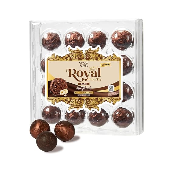 ChocZero Sugar Free Dark Chocolate Hazelnut Truffles, Vegan