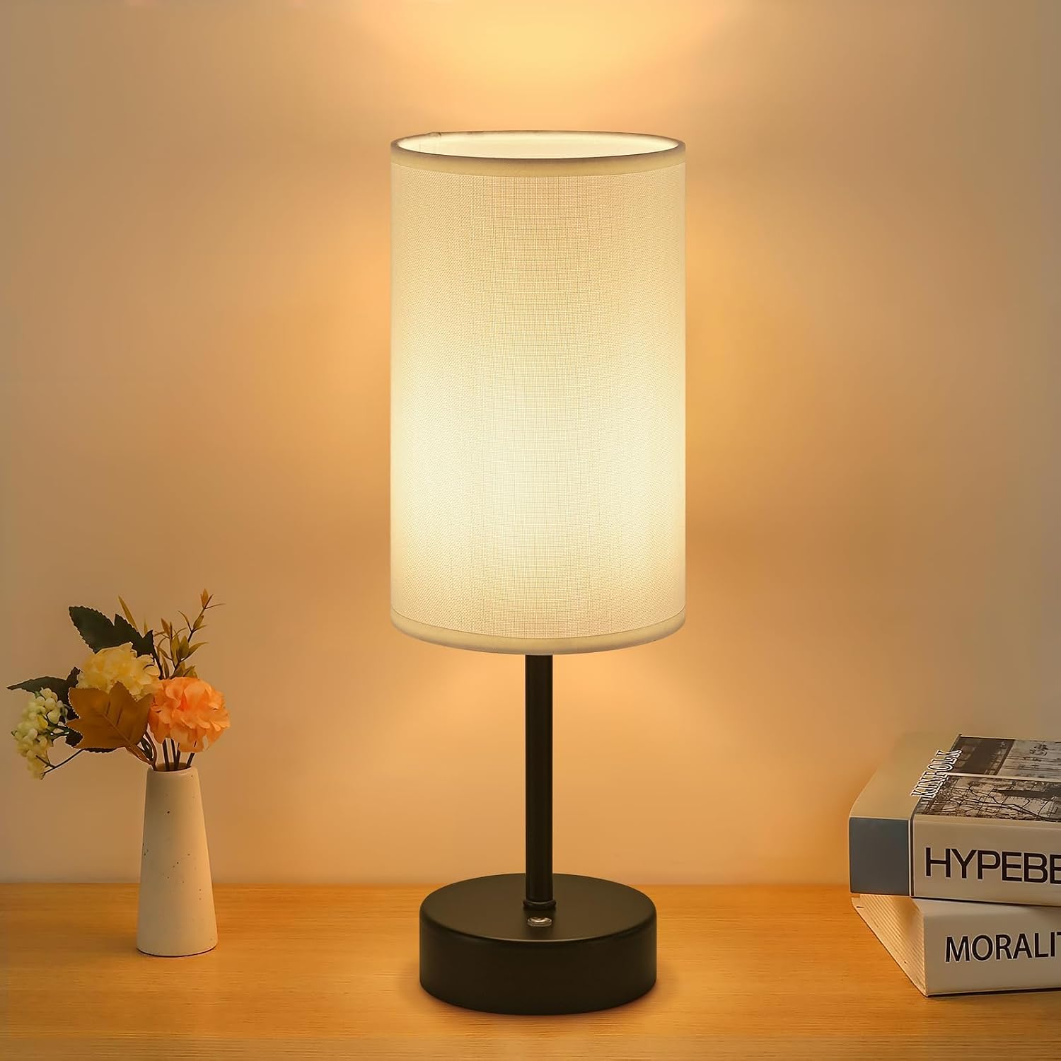 Rechargeable Cordless Table Lamp Dimmable｜5000mAh LED Battery Powered Lamps with Brightness Memory 2700K, Portable Bedside Light, Small Touch Control Lamp for BedroomLiving Room-Black [Energy Class E]