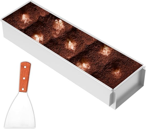 Nonstick Tiramisu Pan Cake Baking Tray,Rectangle Cake Pan,Aluminum Alloy Tiramisu Dessert Making Molds,with Detachable Edge for Baking(Activity version)