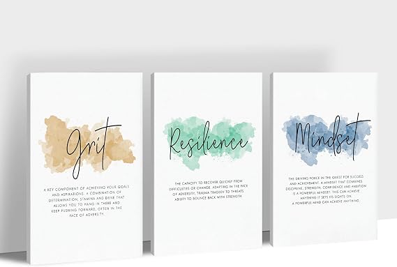 3 Piece Inspirational Wall Art, Office Wall Art, Motivational Quote Canvas Art Pictures for Women, Inspirational Quote Poster, Positive Framed Artwork for Office Study Room Wall Decor 24x36x3Pcs