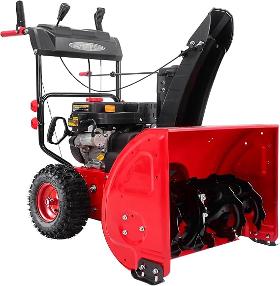PowerSmart 24-Inch Two-Stage Self-Propelled Gas Snow Blower with 212cc Engine, Electric Start, 6 Forward/2 Reverse Speeds, and LED Lights