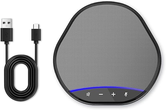 Conference Speaker and Microphone for Home Office and Meeting Room | 360 Enhanced Voice Pickup with 2 AI Mics, Echo & Noise Reduction, USB-C Plug & Play Speakerphone for Zoom Skype Teams Calls