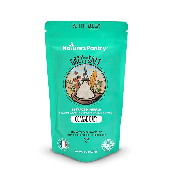 French Grey Sea Salt (Celt Salt) Coarse Ground 1 lb (16 oz) | Organic, All-Natural, Hand-Harvested & Unrefined | Rich in 82 Minerals & Electrolytes | French Sea Salt for Grinders, Brining & Finishing | Nature's Pantry