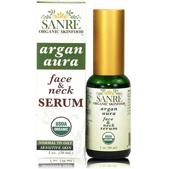 SanRe Organic Skinfood - Argan Aura - 100% USDA Organic Clearing and Anti-Aging Serum For Aging to Problem Skin
