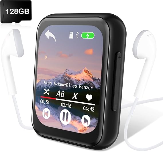 128 GB MP3 çalar, Bluetooth 5.3 ile, AiMoonsa müzik çalar, entegre HD hoparlör, FM radyo, ses kaydedici, HiFi ses, e-kitap fonksiyonu, kulaklık dahil