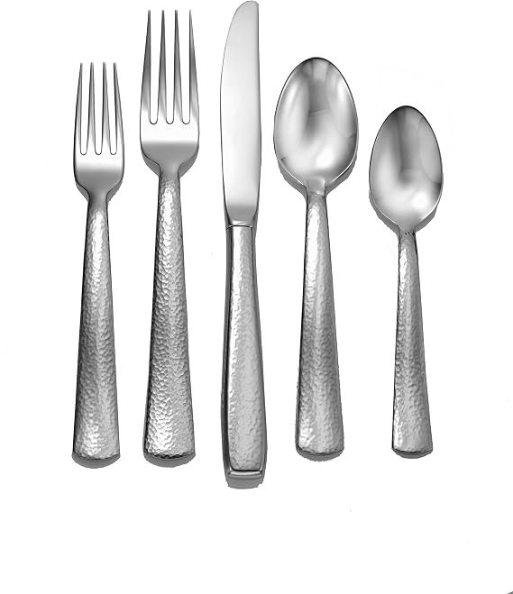 Liberty Tabletop Pinehurst 65-Piece 18/10 Stainless Steel Flatware Set Service for 12, Includes Serving Pieces Made in USA