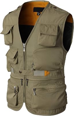 H2H Mens Active Work Utility Hunting Travels Sports Vest With Multiple Pockets BEIGE US MAsia L KMOV0116