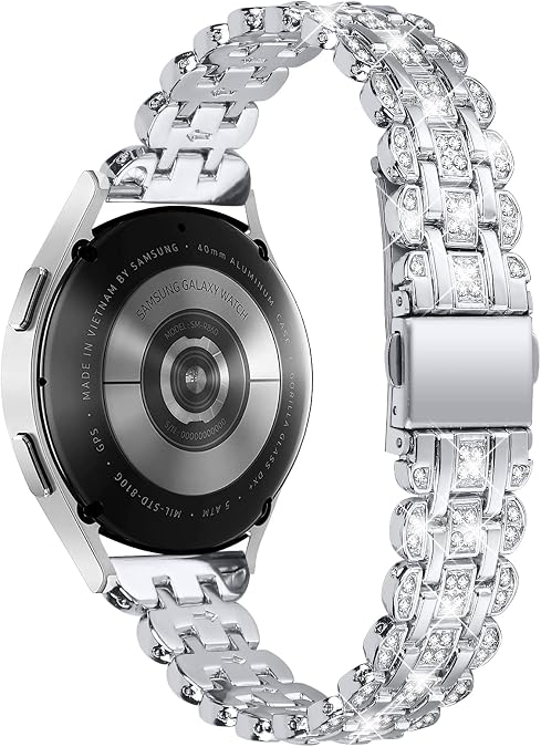 Bling Dressy Watch Bands Compatible with Michael Kors Access Gen 4 MKGO/MKGO Gen 5E 43mm for Women,20MM Crystal Diamond Metal Bracelet Strap Jewelry Watch Band