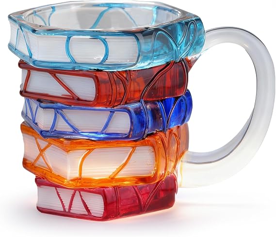 VNROSE Gifts For Book Lovers - 3D Book Coffee Mug, Novelty Coffee Mug