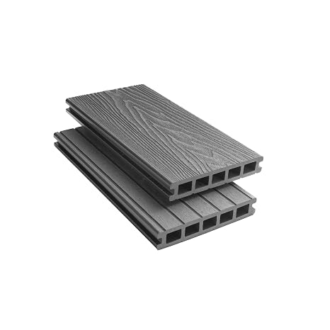 Tuda Grass Direct | 4.8m Composite Decking Board WPC – Deep Embossed Woodgrain Effect | Grey
