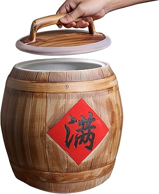 Ceramic Rice Jar,Large Ceramic Rice Container,Food Airtight Storage Jars 5 10 15 25kg Grain Dispenser,Rice Storage Box with LidCapacity: 55lb