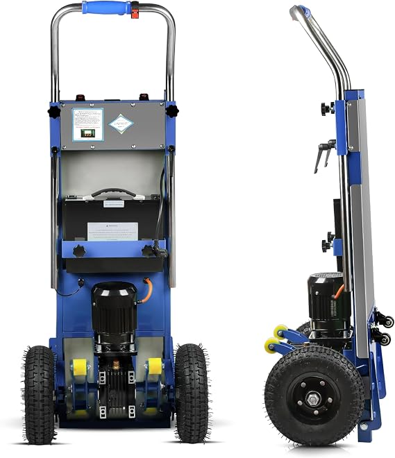 Electric Stair Climbing Dolly, Heavy Duty Stair Climber 900lbs Capacity 1250W Motorized Hand Truck with Ropes & Foldable Design for Moving Furniture Logistics