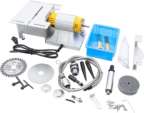 Lapidary Equipment DIY Jewelry Lapidary Saw for Cutting Rocks, 110V Mini Table Saws Rock, Jewelry Rock Polishing Buffer Bench Lathe Table Saw for Grinding Polishing Drilling 0-10000r/min