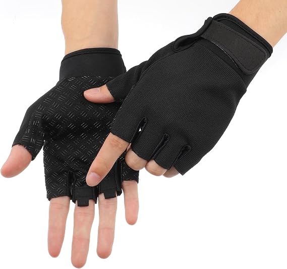 Fingerless Gloves, Anti-Slip Fingerless Workout Gloves Half-Finger