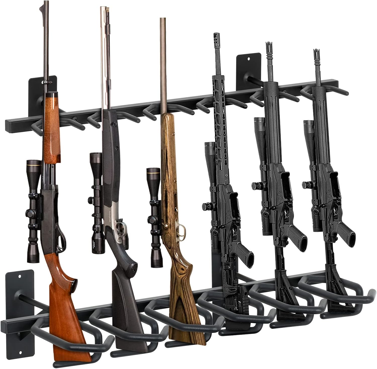 Indoor Gun Racks for Wall 6-Slot Vertical Gun Rack Wall Mount, Rifle Shotgun Gun Stand Heavy Duty Steel Gun Display for Side by Side