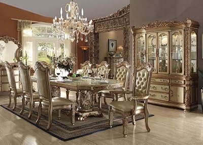Vendera Gold Formal 9 Piece Dining Set