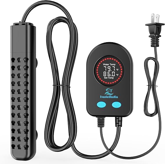 100W Aquarium Heater for 10-20 Gallon with Auto Shut-Off When Leaving WaterSubmersible Fish Tank Heater, Dry-Burn & Overheat Protection, Explosion-Proof, Freshwater Saltwater Turtle Tank