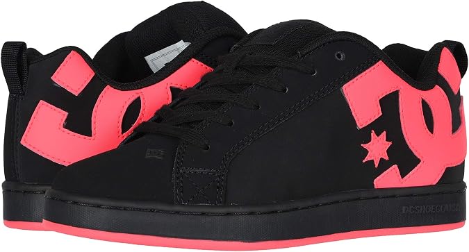 DC womens Court Graffik Low Top Casual Skate Shoe, Black/Hot Pink, 10.5 US