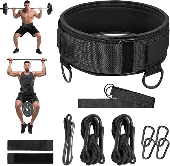 4-in-1 Weightlifting Belt Dip Belt Weighted Gym Diving Belt for Pull-Ups Squat Powerlifting Deadlift Bodybuilding Exercise Training Men's Fitness Hip Thrust