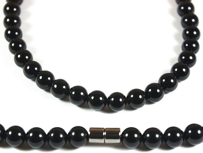 Men's Healing Crystal Necklace - 16/19/24/30 Inch Beaded Chains with 6/8/10/12/14/16mm Gemstones Handmade in USA