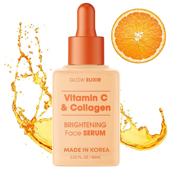 Glow Elixir Vitamin C Serum for Face with Collagen, Dermatologist Tested | Vegan Clean Beauty, Cruelty Free 2.02 Fl Oz