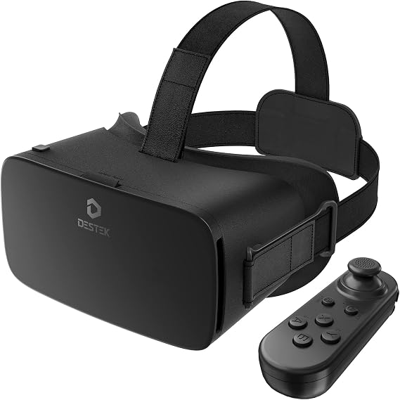 DESTEK V5 VR Headset for Phone, 110°FOV HD Anti-Blue Lenses Eye Protection Virtual Reality Headset, VR Glasses for iPhone Samsung Android (Black)