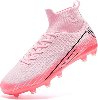 Mens Soccer Cleats Football Cleats for Unisex-Adult High-Top Spikes Shoes for Youth Lightweight Professional Training Turf Outdoor Athletic Sneaker Big Boys