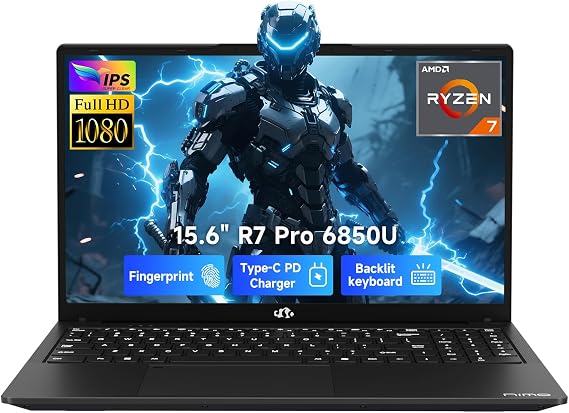 NIMO 15.6" FHD Business Laptop, AMD Ryzen 7 PRO 6850U, 32GB LPDDR5 1TB SSD, Radeon 680M Graphics, (Beat i7-1360P Up to 4.7GHz) 100W PD, Win 11 2Y Backlit Keyboard for Creative & Gaming