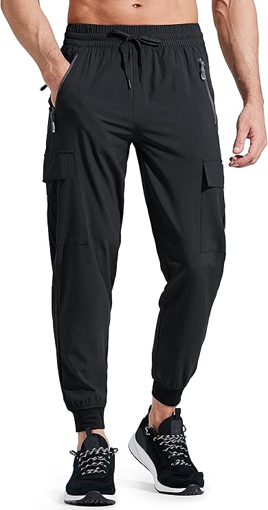 Libin Men's Lightweight Joggers Hiking Pants Running | Quick Dry, Water Resistant, Lightweight, Zipper Pockets, UPF 50+, Running, Workout, Athletic, Travel, Casual, Outdoor