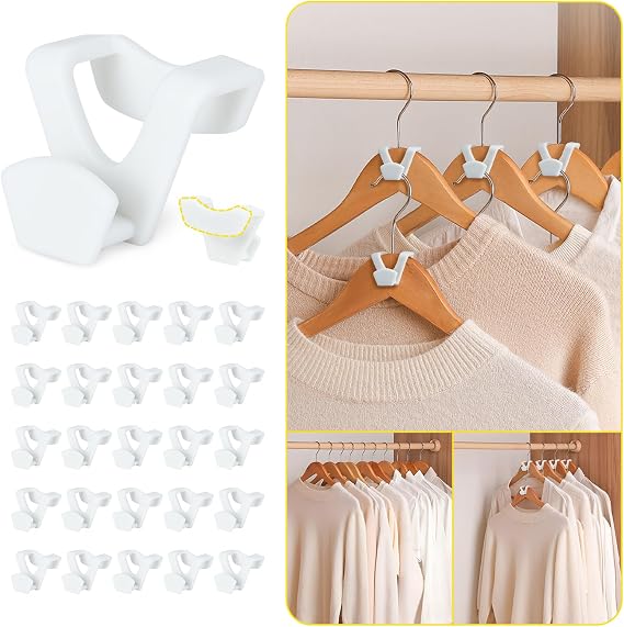Smartor Clothes Hanger Connector Hooks 120 Pack, Closet Storage and Organization as Hangers Space Saving, Hanger Add on Hook as Closet Organizer, Stacking Hangers, Cascading Space Saver, White