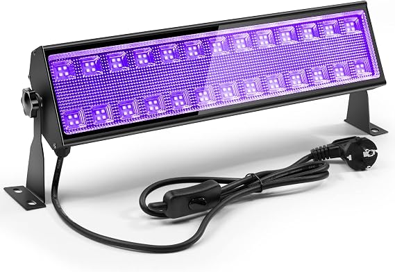 100W UV Blacklight Tube, 104 LEDs Bar Accessories Lamp With 1.5M Power Cord Plug and Switch, Aluminium Light for Neon Colour, Body Colour, Halloween, Stage, Party Deco [Energy Class E]
