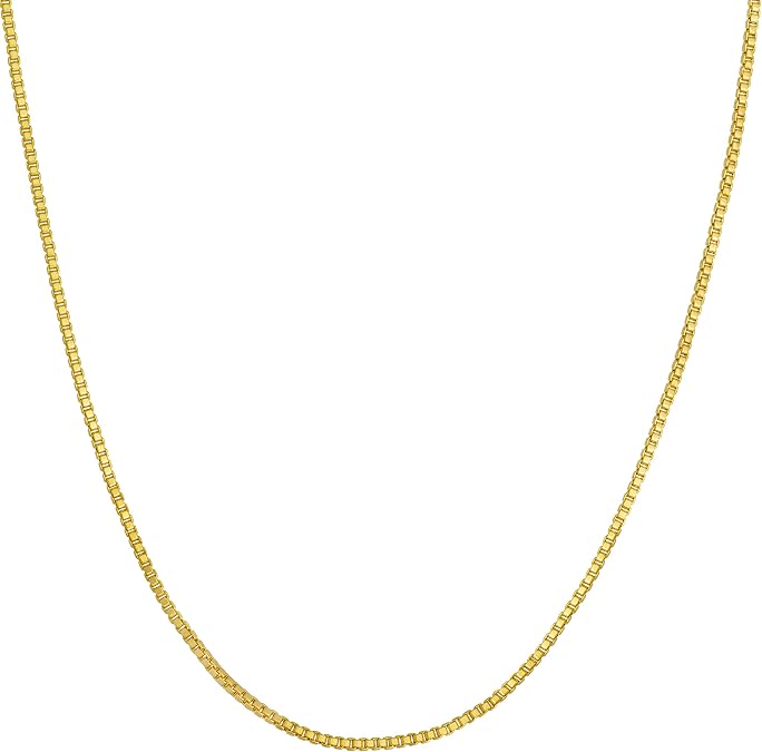 LIFETIME JEWELRY Gold Box Chain Necklace for Women and Men - 1mm Dainty Gold Chain - Up to 10X More Real 24k Gold Plating - Made in USA with Lifetime Replacement