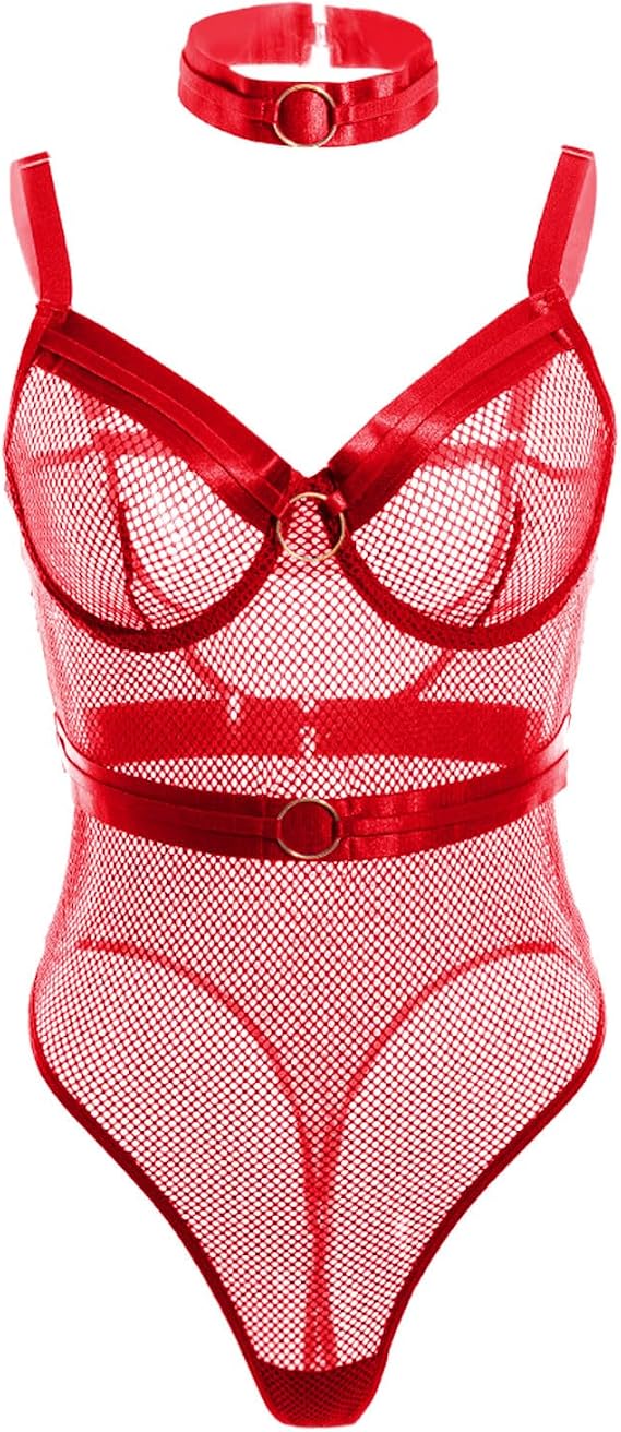 Women Erotic Lingerie Sexy Clothing Fashion New Pattern Solid Color Simple Mesh Hollow Transparent Clear Back