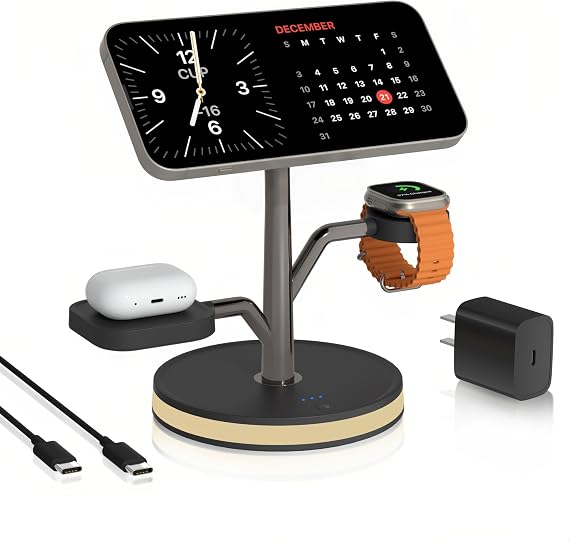 Wireless Charging Station, 3 in 1 Magnetic Magsafe Charger for Apple Device