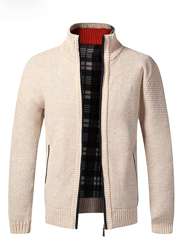 Mens Cardigan Sweaters With Zipper Shawl Collar Cardigan Slim Fit Button Cable Knit Long Sleeve Sweater Coat 2023