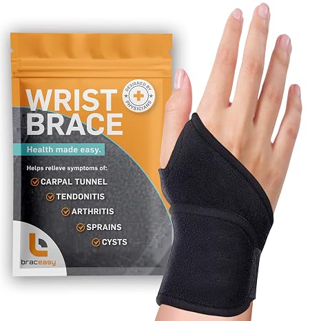 Wrist Brace: Left & Right Hand Wrist Brace/Wrist Support Wrist Wraps - Carpal Tunnel Wrist Brace for Night Support - Wrist Brace for Wrist Pain; Hand Brace; Wrist Guard [Black; Single]