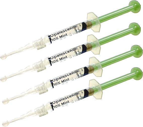 Opalescence 10% Teeth Whitening Gel Refill Syringes, (4ct) 5211-2 | 10% Carbamide Peroxide Mint Whitening Gel for Custom Trays. Low-Sensitivity Formula, Dentist Developed and Made in USA.