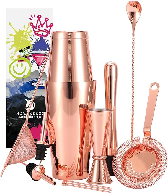Cocktail Shaker Set, Stainless Steel Bartender Kit Bar Set, 12 Piece Mixology Bartender Kit Includes 18oz & 28oz Cocktail Shaker, Cocktail Strainer Set, Japanese Jigger and Bar Accessories