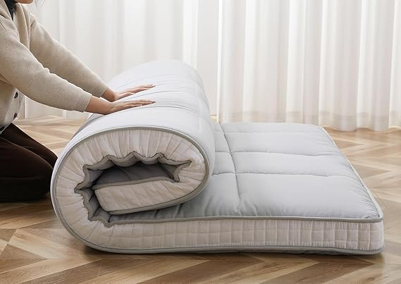 Futon Mattress 100 x 203 cm Folding Mattress - 10 cm Thick Japanese Folding Mattress Futon Guest Bed Floor Mattress Portable Mattress Foldable for Tatami Dorm Bed Camping Motorhome - Grey