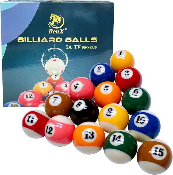 2-1/4" Billiard Balls Set,16 pcs Phenolic Resin Pool Table Ball | Superior Control & True Impact for Professional Tournament Play, Perfect for Home Game Rooms-5A Grade Material