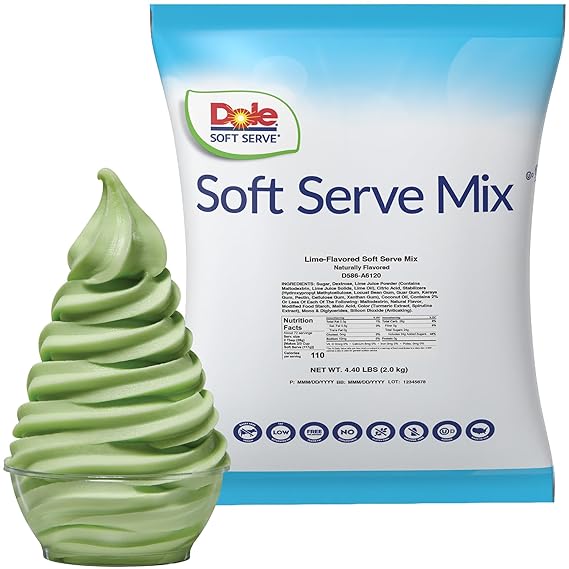Dole Soft Serve Mix - Lime (4.4 lbs) | Lime soft serve mix with refreshing, tangy citrus flavor; just add water for smooth frozen treats or soft serve desserts