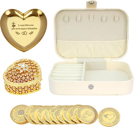 TINGKU Custom Arras para Boda Catolica 13 Gold Virgen Leather Box HB