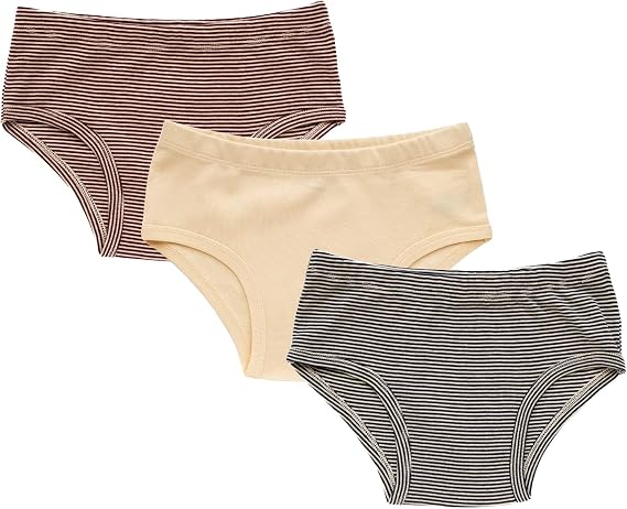 ORGANICKID Girls 100% Organic 100% Cotton Underwear GOTS Certified Kids Toddler Panties Briefs Pack of 3