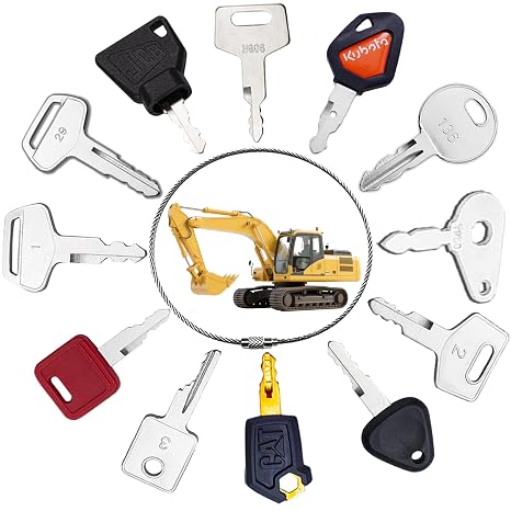 12 Pcs Dumper Keys, Ignition starter Key Set, Construction Universal Ignition Starter Switch Spare Key Set for Agricultural and Excavator Machinery Dump Truck Digger Tractor Bulldozers Excavator Doze