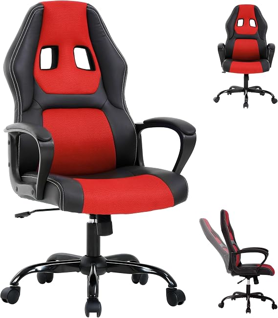 PC Gaming Chair Leather, Cheap Gamer Chair for Adults, Video Game Chairs with Lumbar Support, Desk Chair Gaming with Adjustable Height for Teens